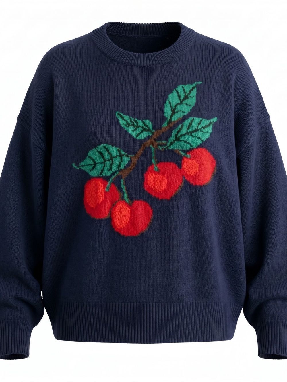 J. Crew Collection Cashmere Sweater with Intarsia Print Cherries Oversized NWT - Picture 2 of 12